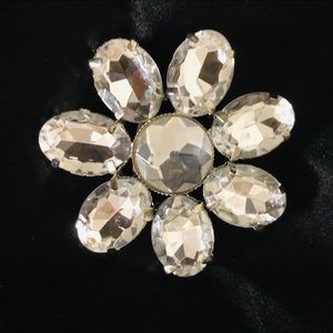 Vintage Brooch Pin Rhinestones Silver Tone